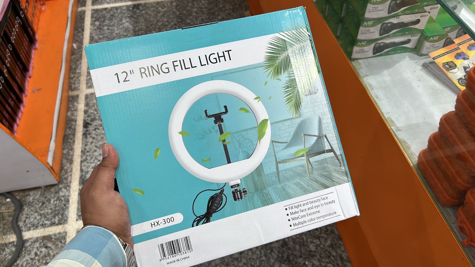 12-inch LED ring fill light with mobile holder, 3 color modes, adjustable brightness, USB powered, ideal for TikTok, YouTube, makeup, and live streaming.