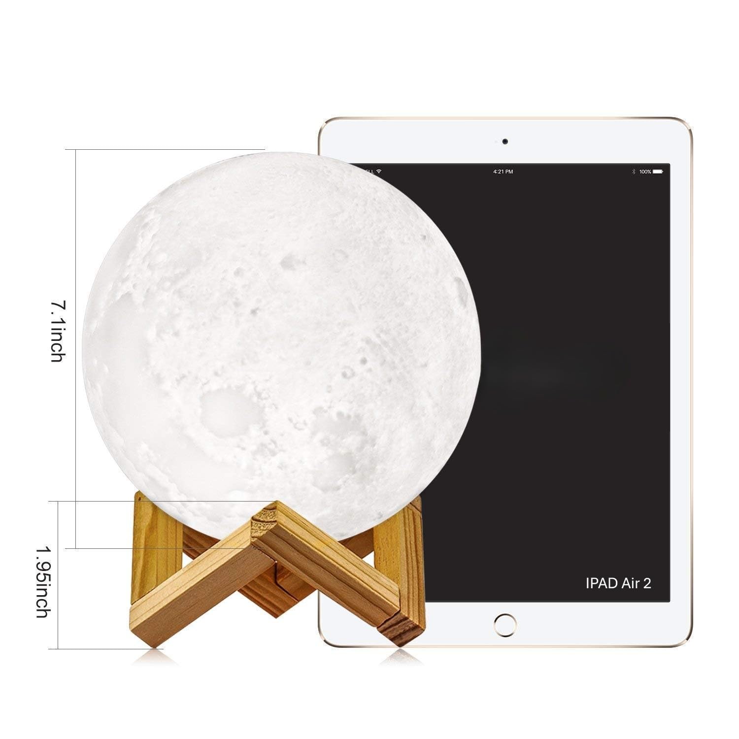 Decorative LED Moon Lamp displayed in a living room with ambient lighting.