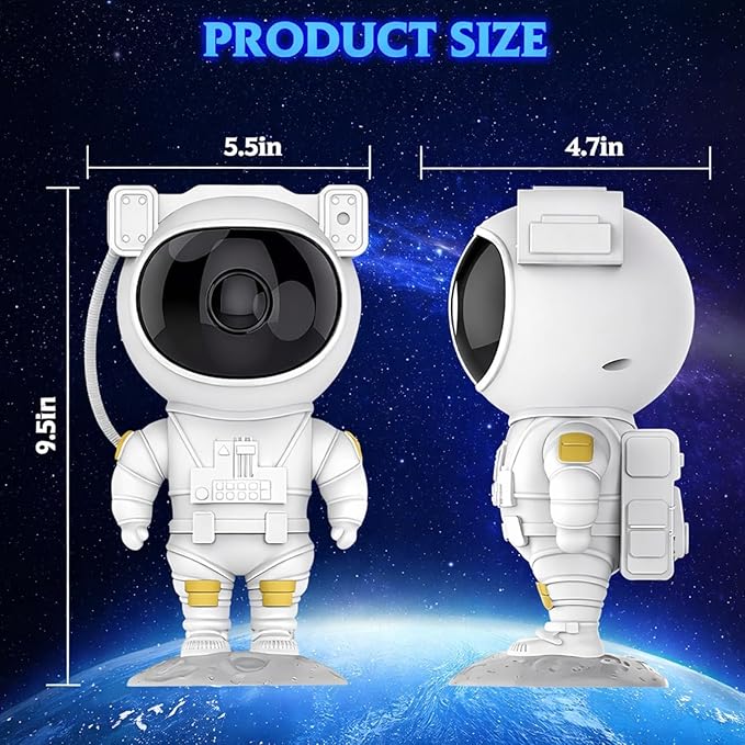 Astronaut projector with adjustable magnetic head and 360-degree projection angle.