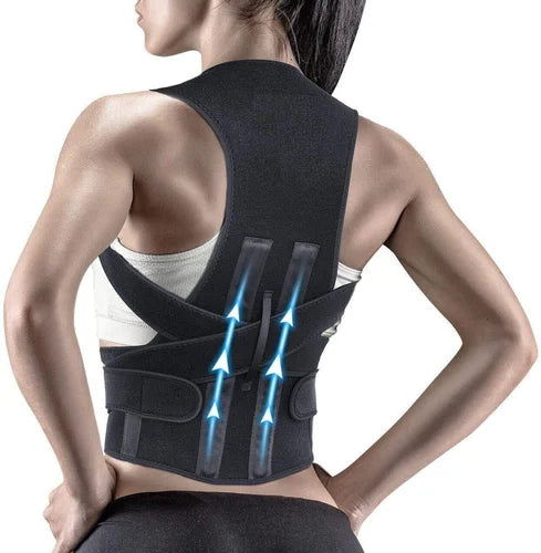 Adjustable posture corrector back brace with dual support straps
