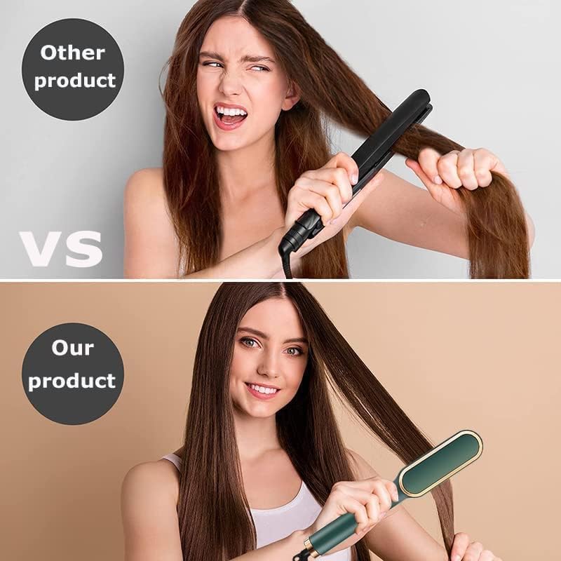Anti-scald hair straightening brush with protective comb teeth
