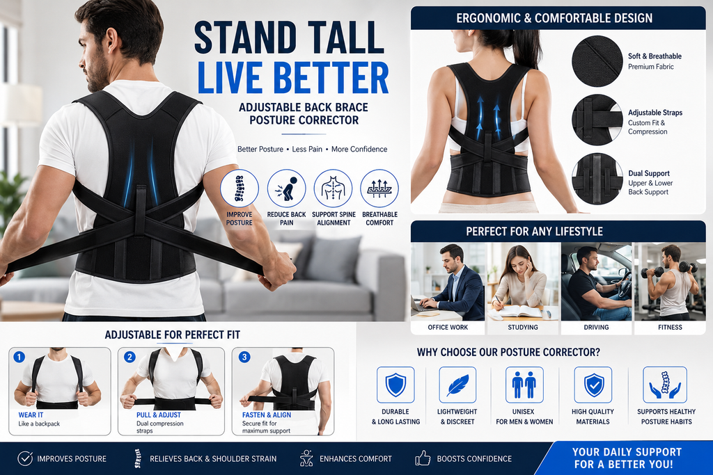 Breathable back support belt for posture improvement