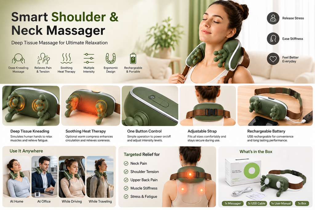 Smart Shoulder & Neck Massager – Deep Tissue Relaxation Massage Belt