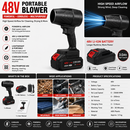 Gadnix 48V cordless turbo air duster with rechargeable lithium battery
