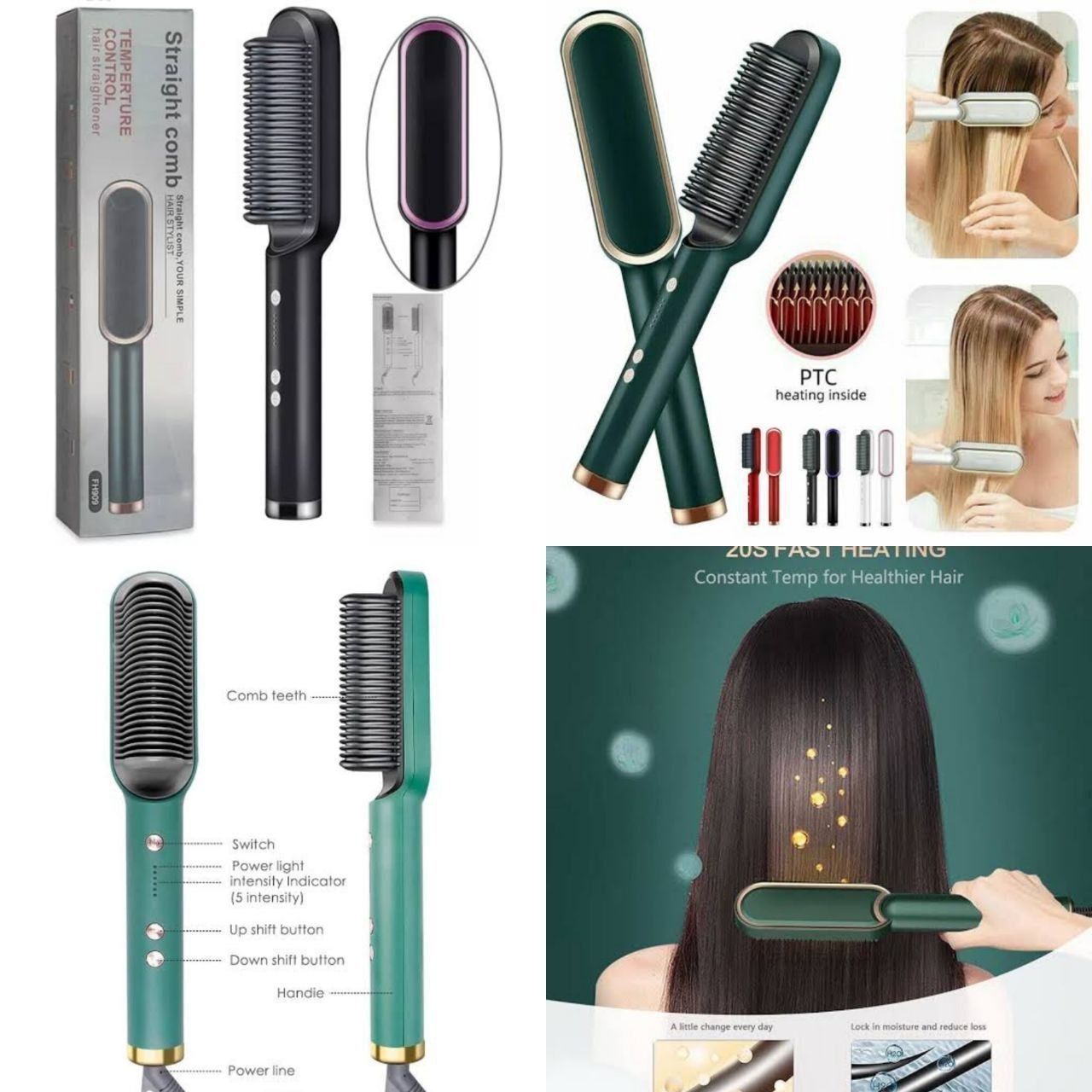 Before and after hair straightening results using Gadnix brush