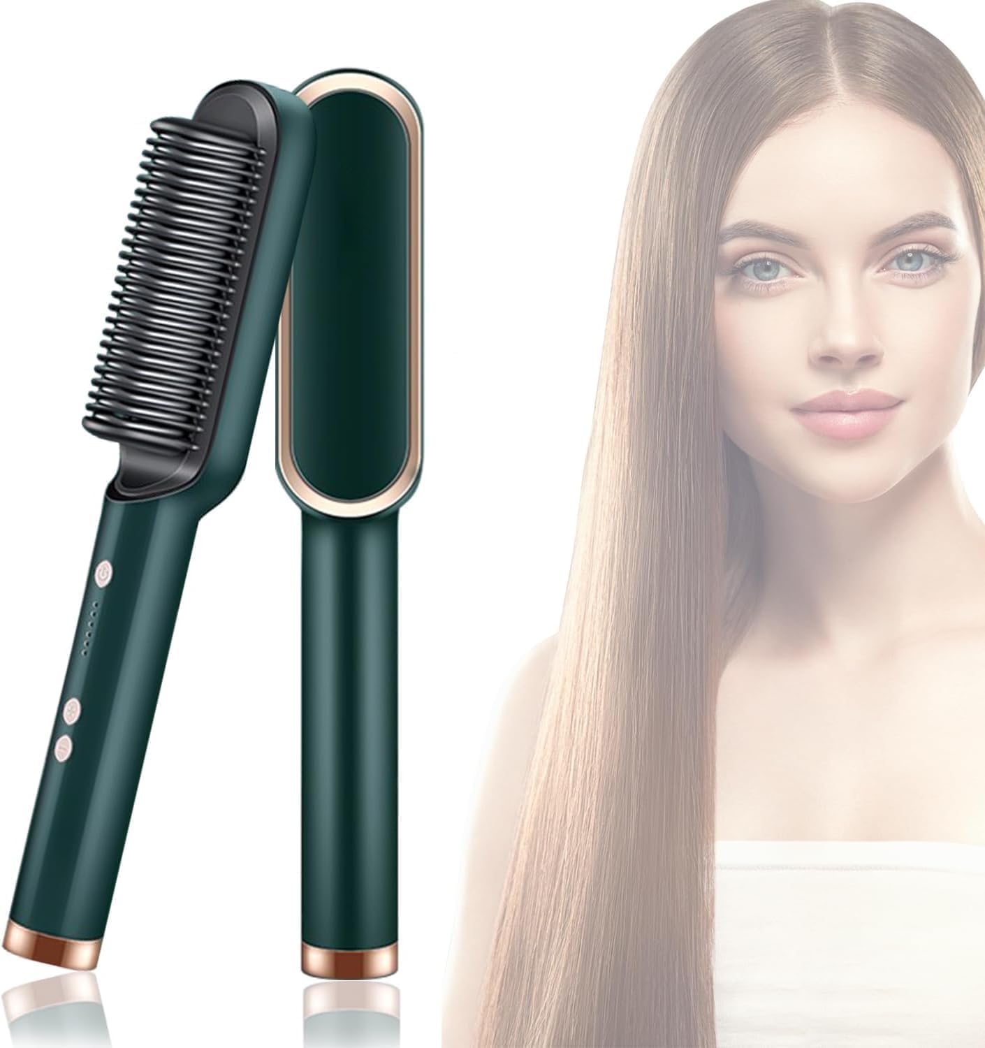 Hair Straightening Brush with Ceramic Heating Technology by Gadnix
