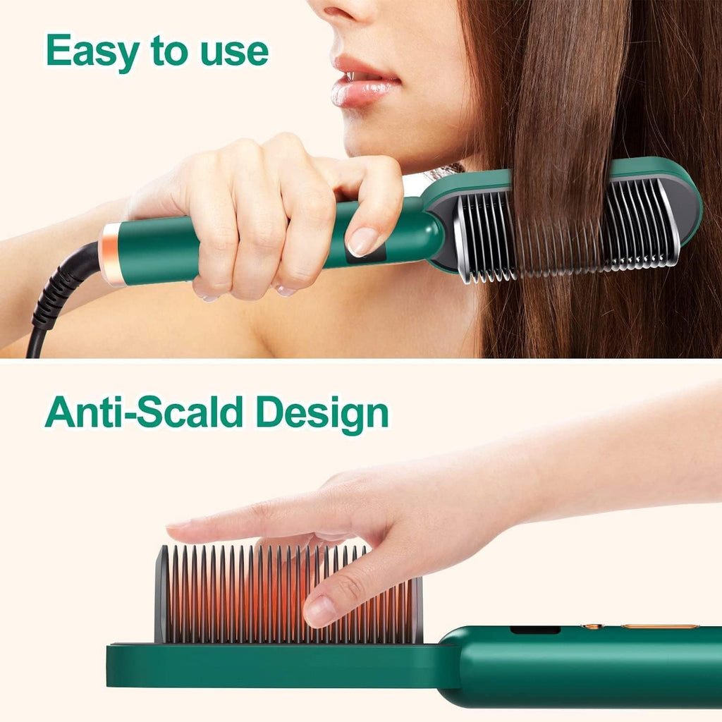 Hair Straightening Brush with Ceramic Heating Technology