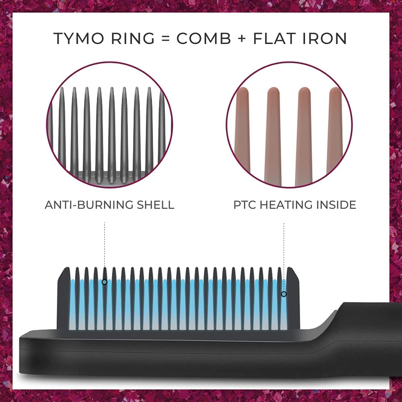 Hair straightener brush with adjustable temperature settings