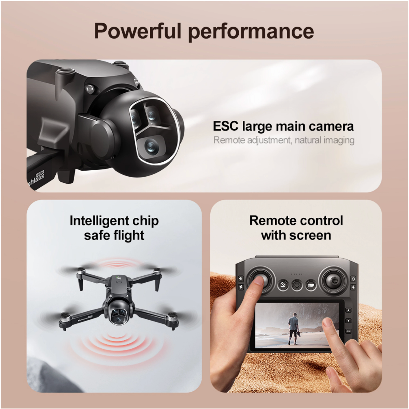 M7 Foldable Dual Camera Drone with HD Screen Controller – Brushless Motor FPV Quadcopter