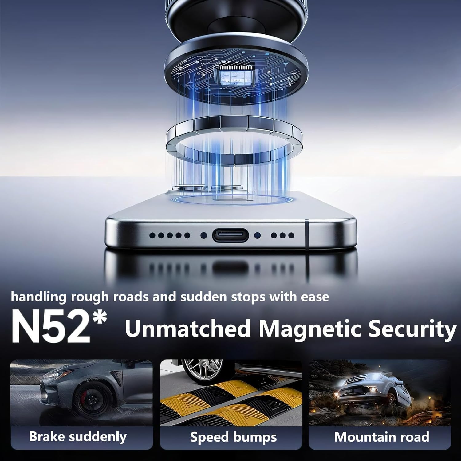 Magnetic Car Phone Holder – Foldable 360° Rotating Dashboard Mount for MagSafe & Smartphones