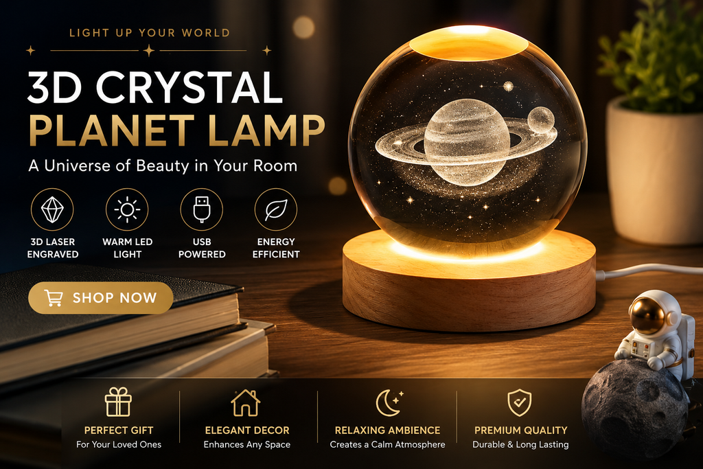 Warm glowing crystal galaxy night light